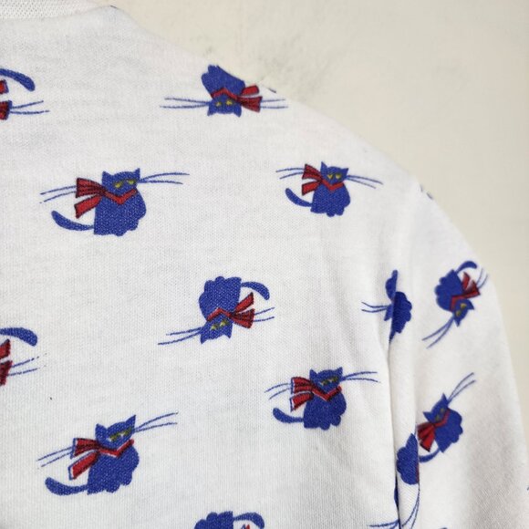 Vintage Cutty Rock Purple cat with red scarf print turtleneck woman's size small - Picture 11 of 11